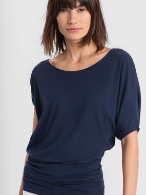 MARCELLA NYC Navy European Jersey Short-Sleeve Top